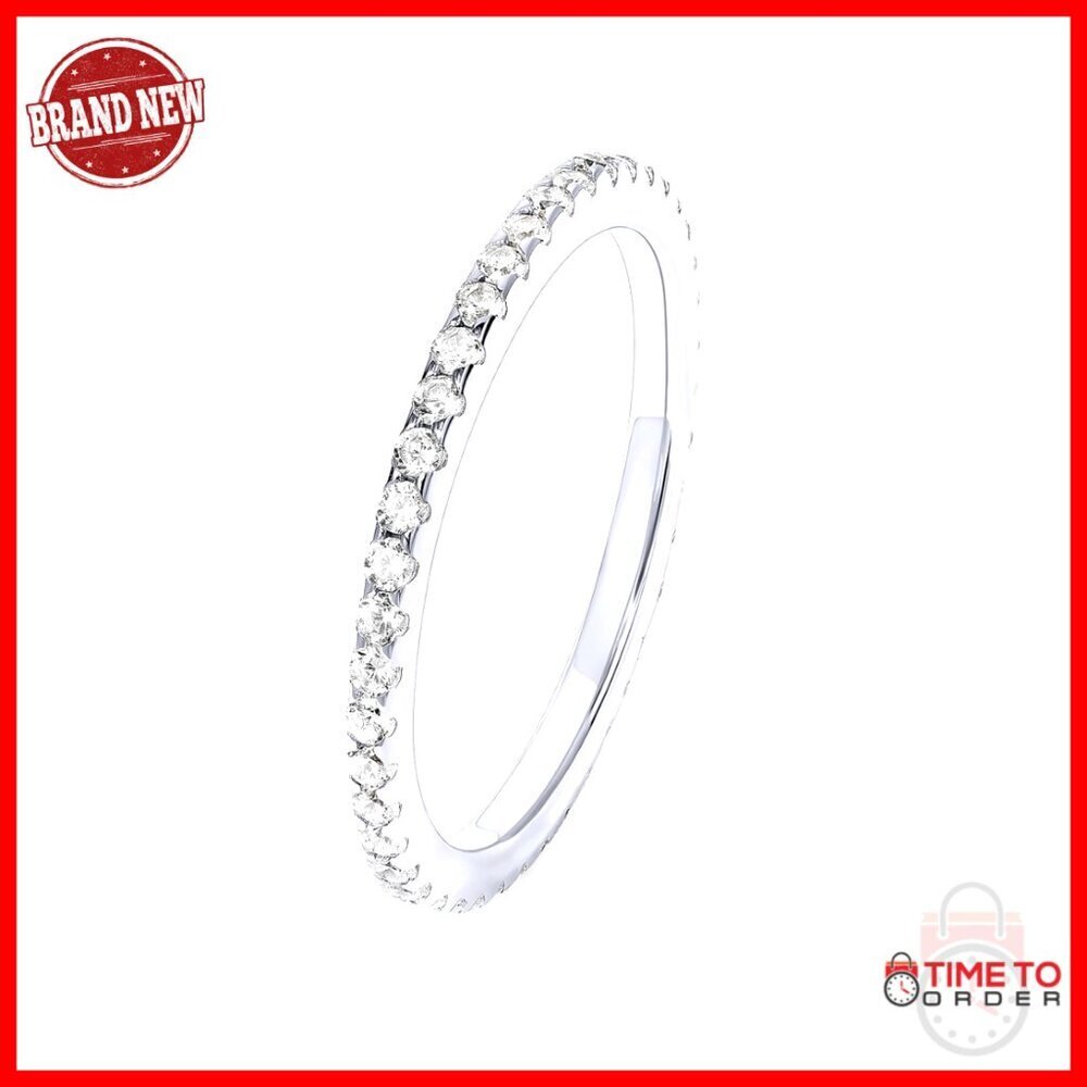 Sterling Silver Cubic Zirconia Eternity Band Stackable Ring Size 7